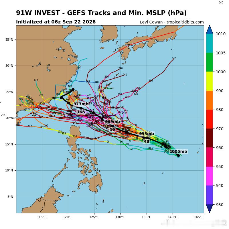 【台风舒力基】今晚日本气象厅对关岛西侧的低压（原扰动91W）给出预生成提示，未来24小时可能发展为热