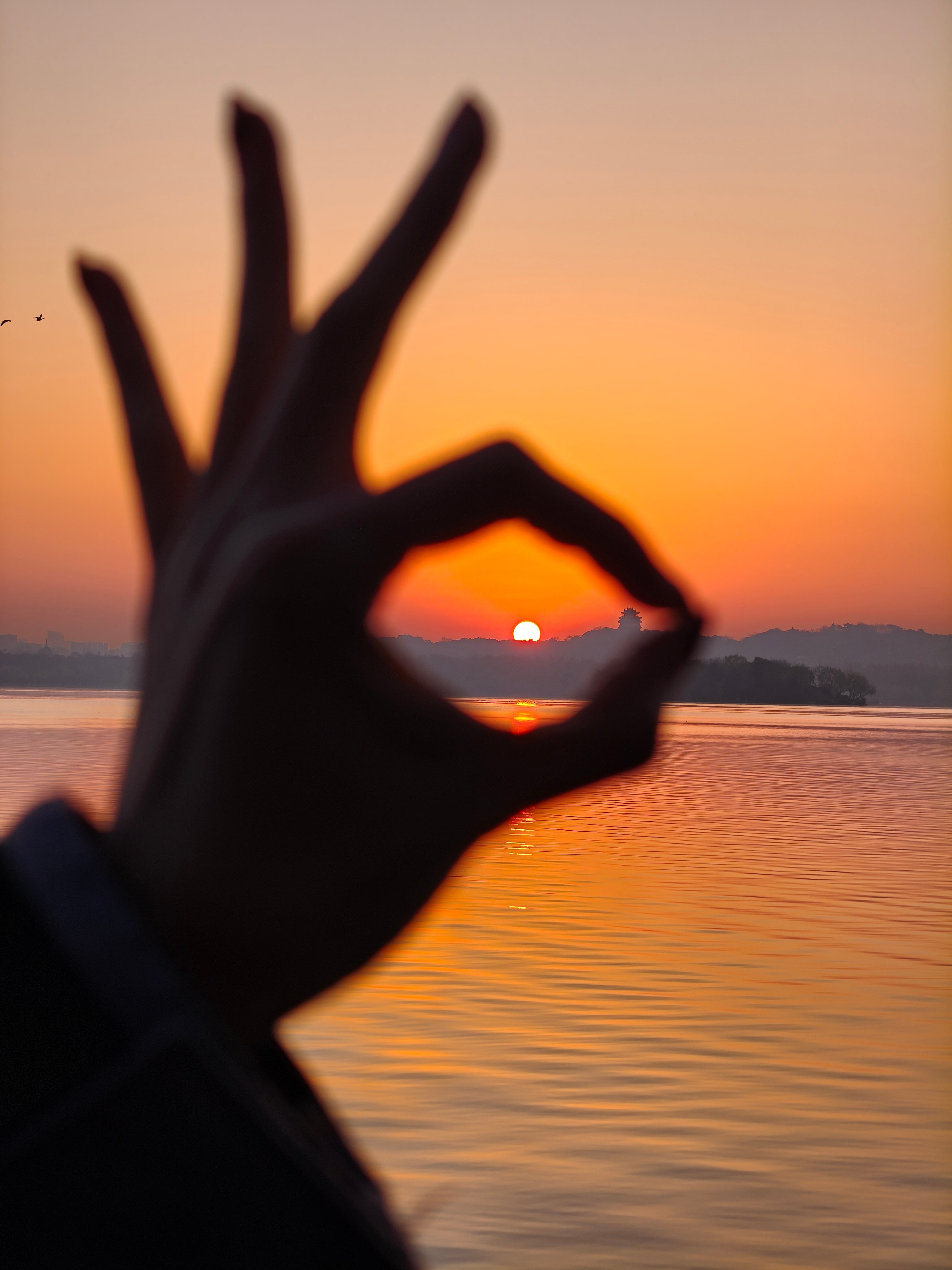 西湖边的日出绝美啊日出