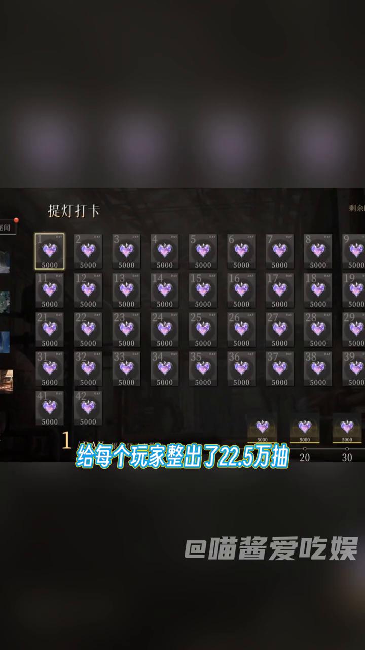 当一款游戏没人玩要倒闭了，制作组直接破罐子破摔，给每个玩家整出了二十二点五万抽。