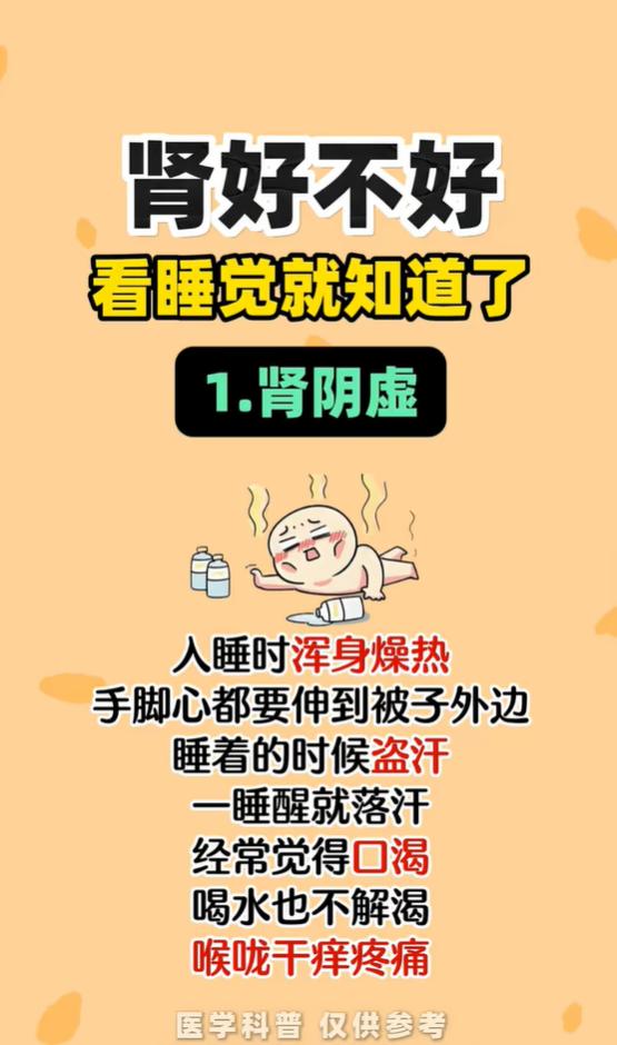 看睡眠辨别肾脏状态，肾气虚、阴虚、阳虚各有特点