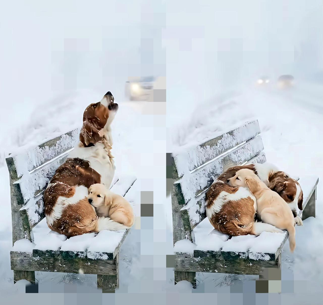 真的越看越心疼！狂风暴雪天寒地冻，狗妈妈带着孩子竟被主人狠心扔在荒