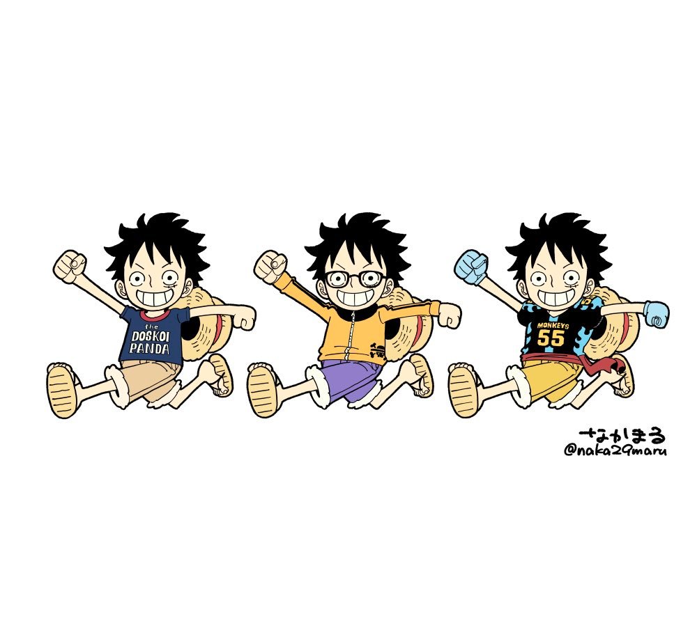 海贼王官方手游BountyRush衍生漫画/索隆小说插图作者中丸新作：路飞。海