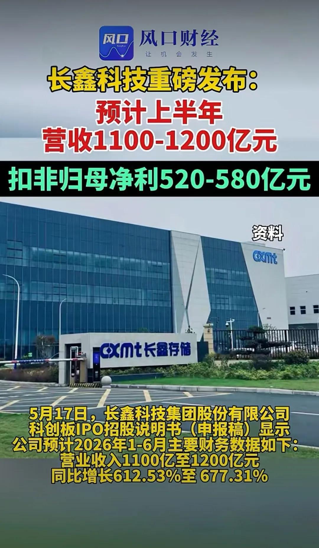 长鑫一旦上市，会是第2个中石油吗？5月17日，安徽长鑫科技集团正式披露一季度