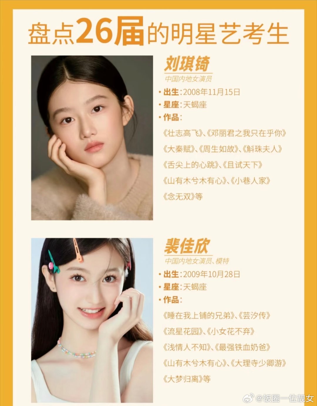 盘点2026届的艺考生小演员，你觉得哪个最有明星相？