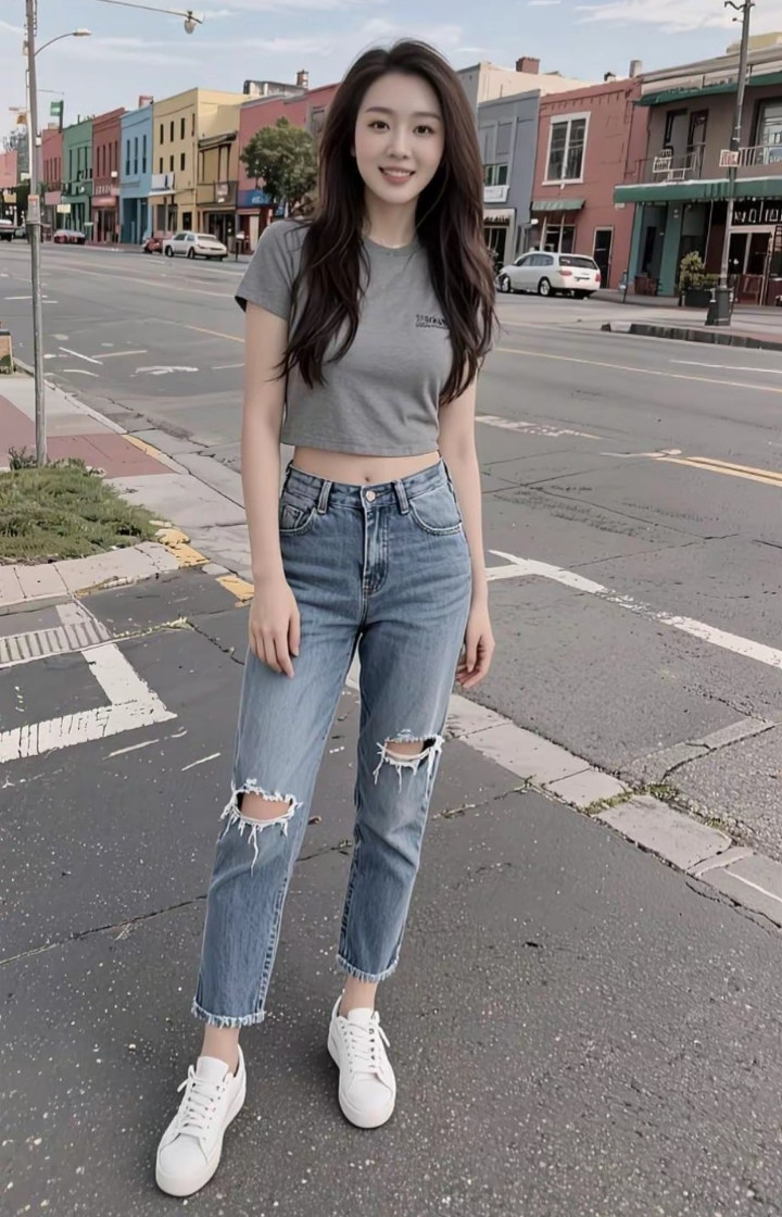 破洞牛仔裤，挺有个性