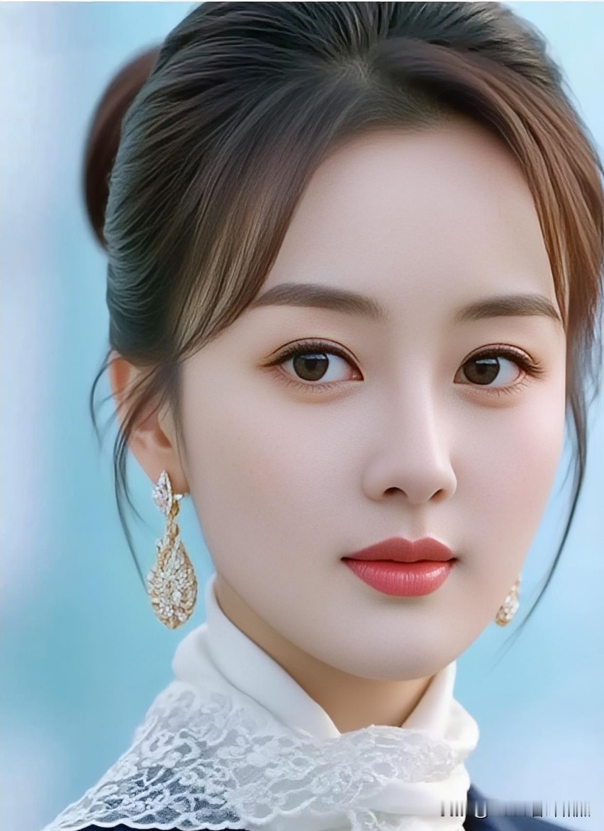 明眸含秋水，蕾丝掩芳华，温婉倾城。