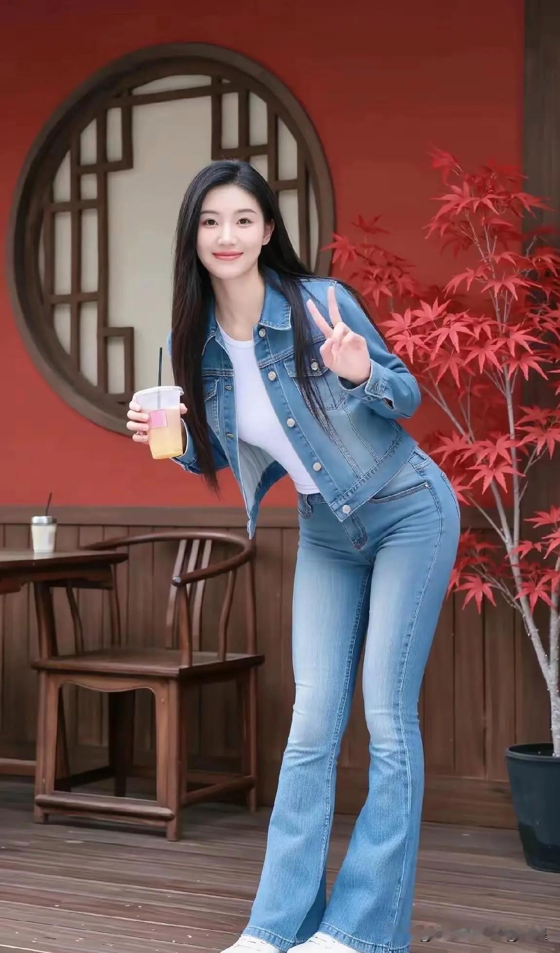 牛仔长裤能与多种上衣搭配，搭配性非常广泛，不分场合室内室外，不分运动鞋👟高跟鞋