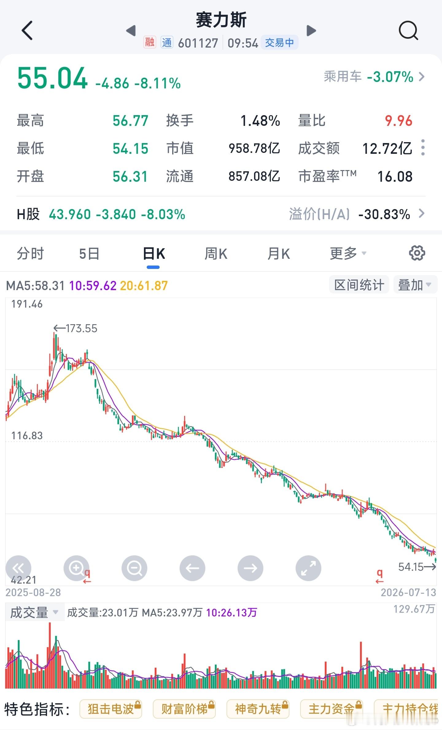 赛力斯股票，哎！