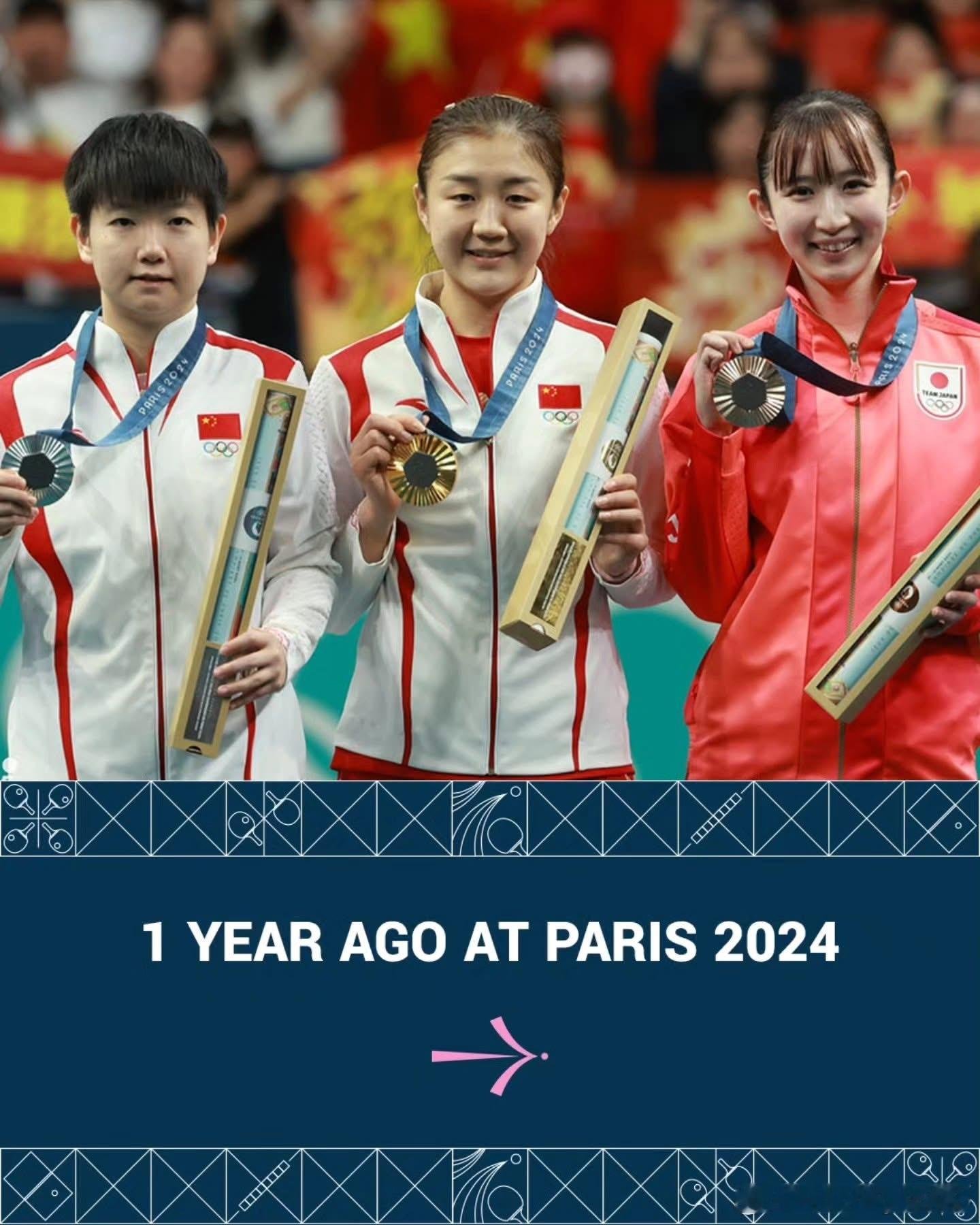 ITTF：👑一年前在巴黎奥运会...陈梦成为有史以来第三位连续赢得奥运会单打