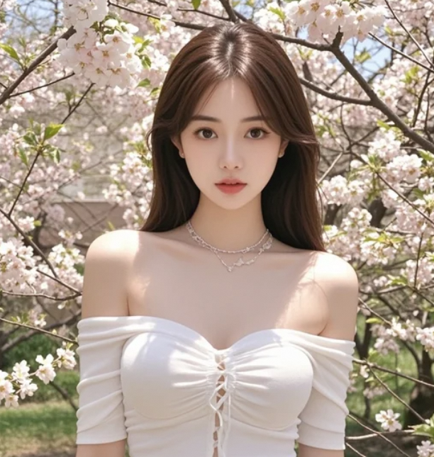 春风拂面，樱花飘落，她的美无可抵挡