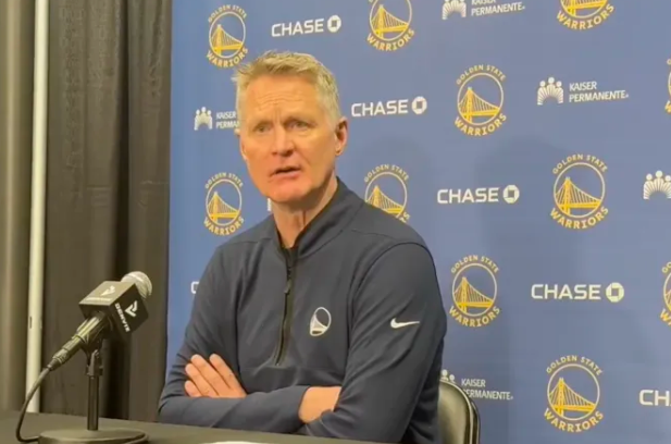 NBA常规赛，勇士111-85击败森林狼。赛后勇士主帅史蒂夫-科尔接受了记者采