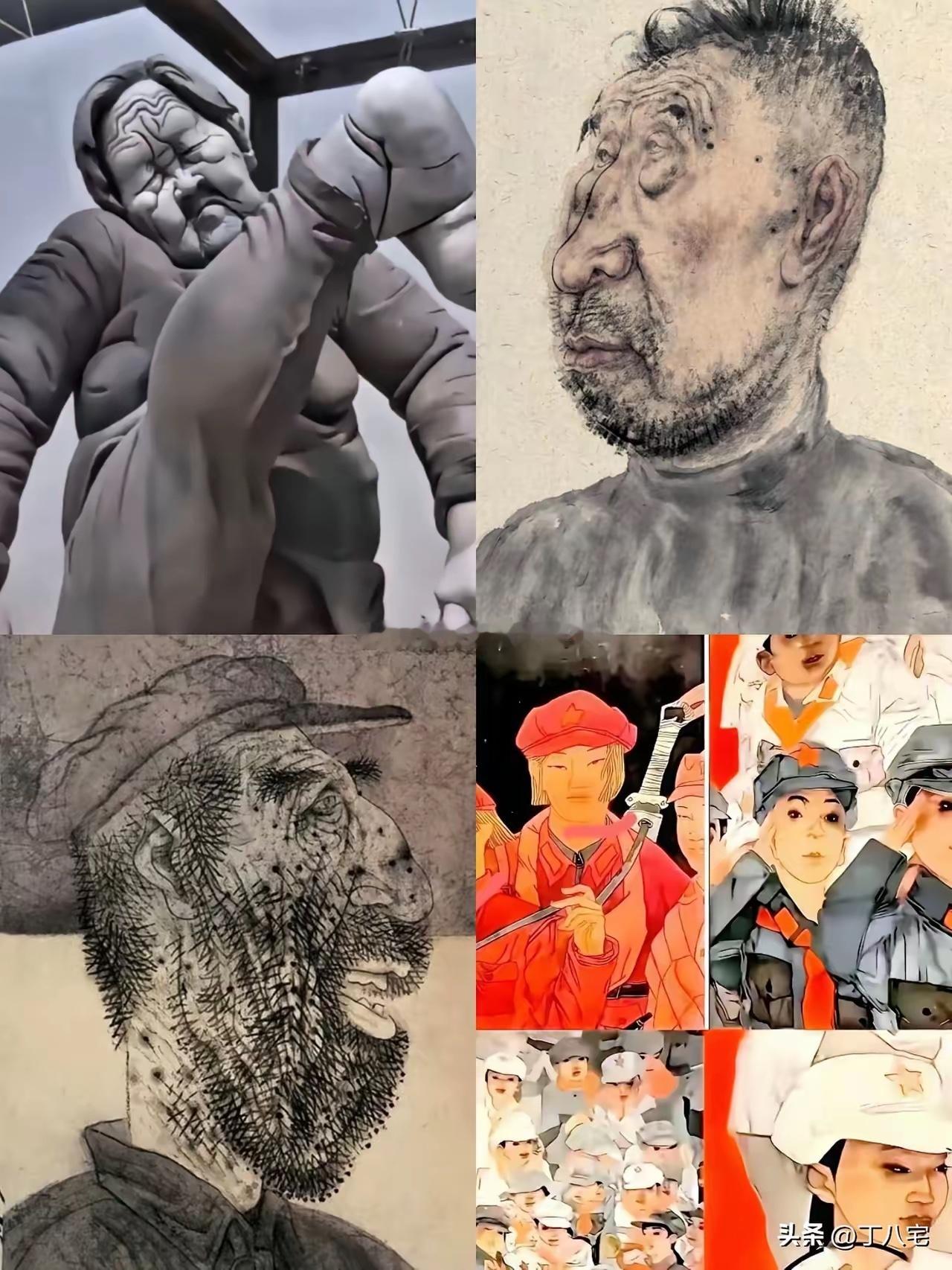 汤家凤今天的发文，他毫不客气喷了美院教授的人物画和清华博士的长征主题画作。前者笔