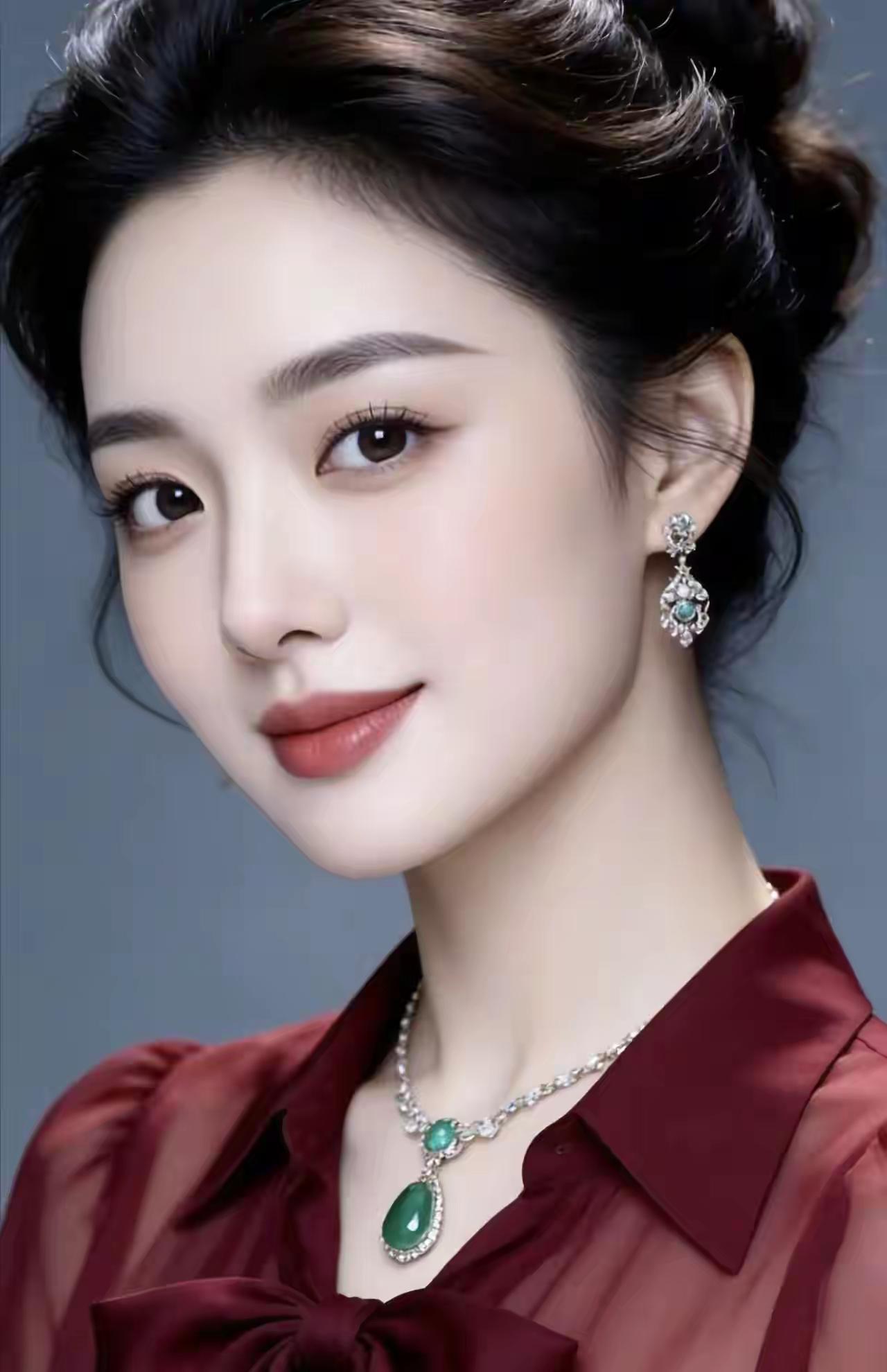 这美女戴的项链真闪亮！