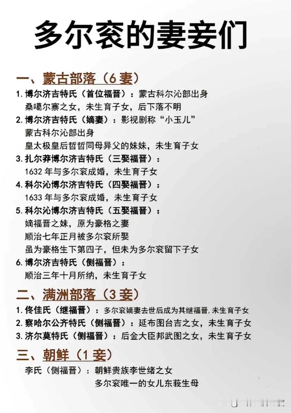 今天看到这个统计才知道多尔滚有这么多老婆，可以看出，他也有曹操的癖好，愿意要二婚