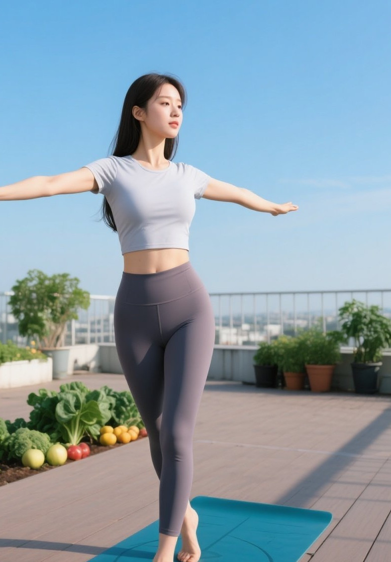 活力少妇天台运动，凹凸有致魅力无限