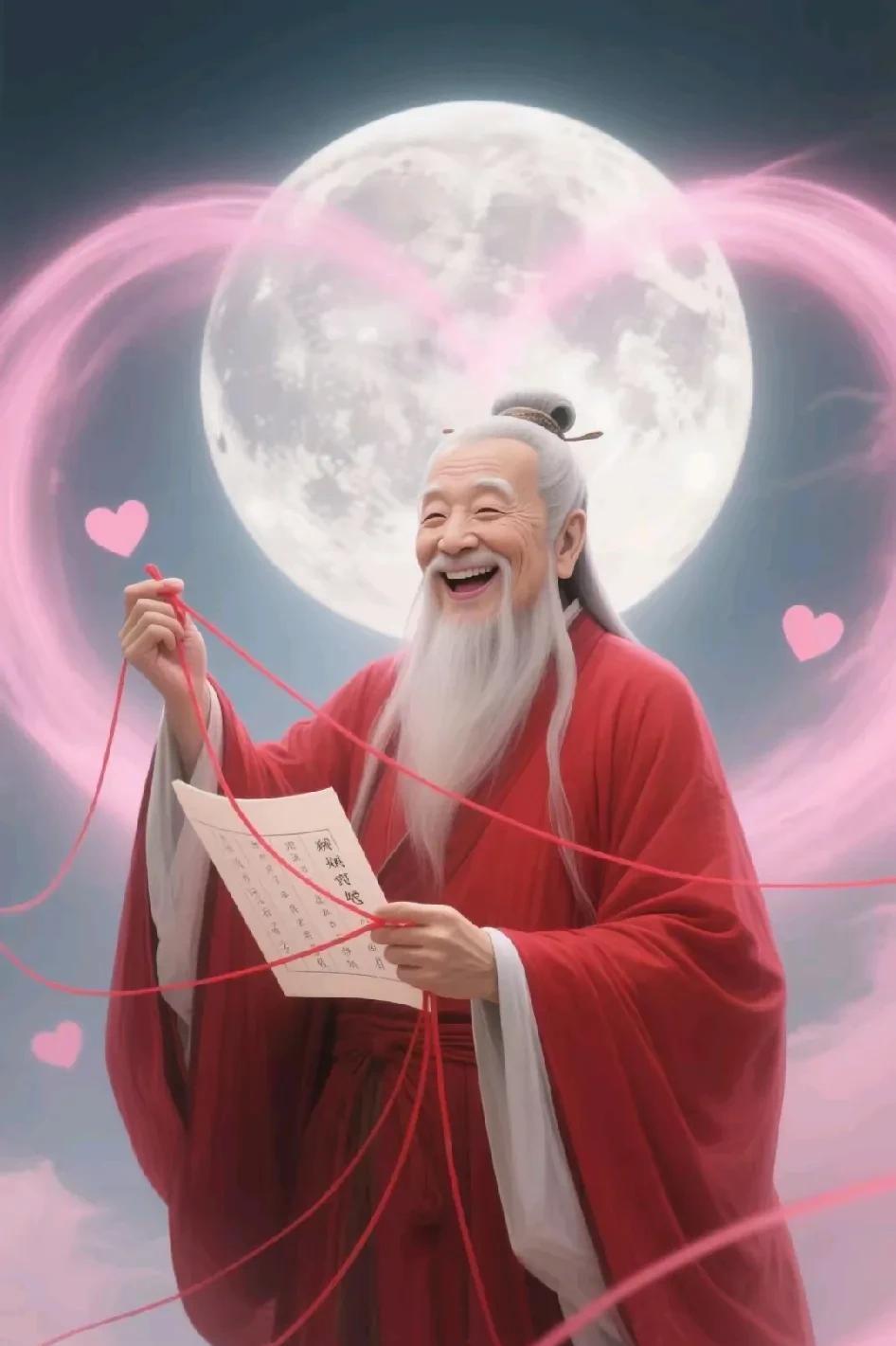 老辈人常说“红线自有月老牵”，这话有渊源！月老源自唐代传说，手持姻缘簿、身背红