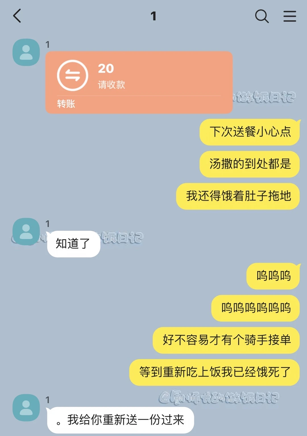 每次点外卖都是同一个人接单