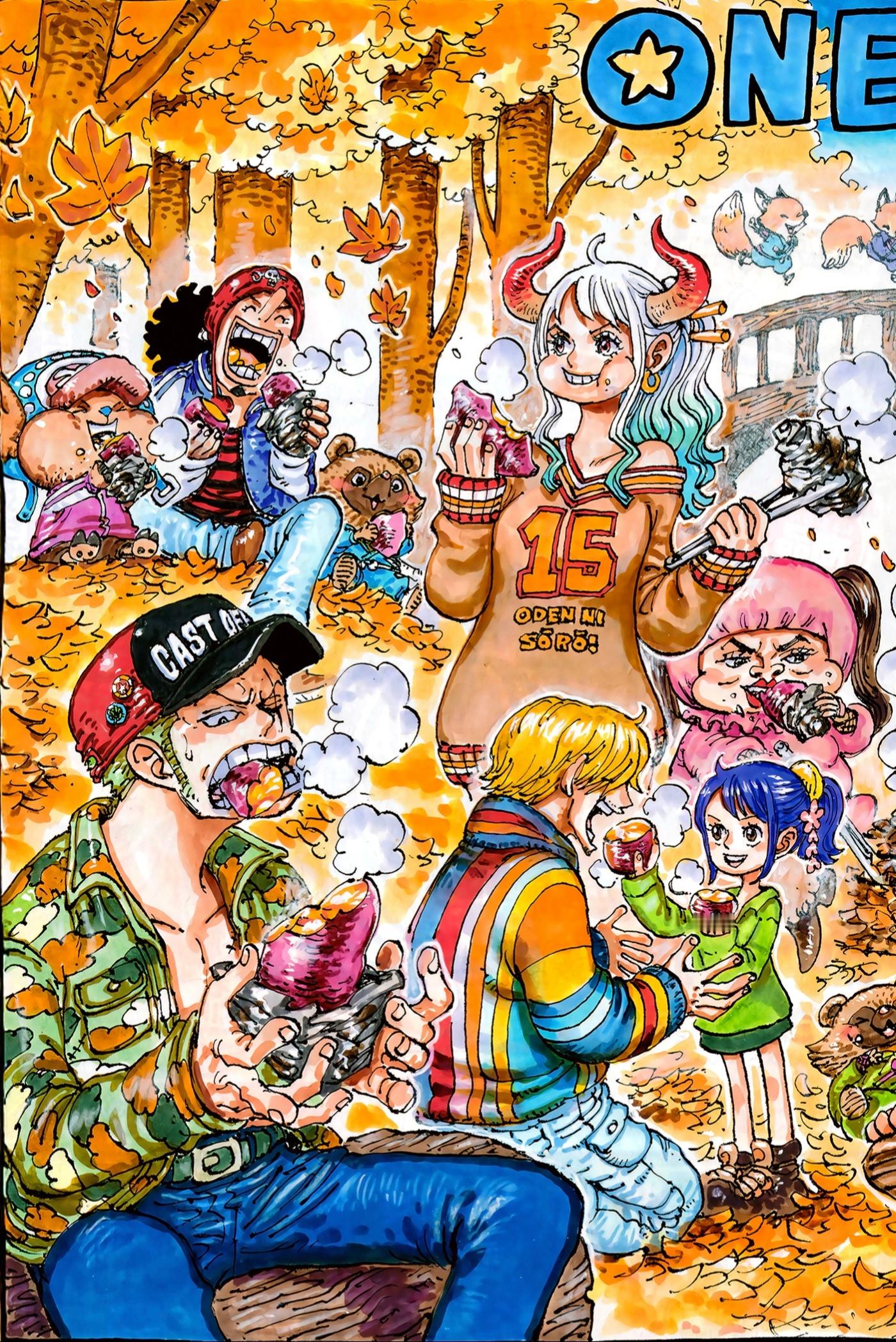 海贼王最新彩页高清版来了！心急吃不了烤红薯呀，索隆和路飞大和娜美好可爱呀～小忍，