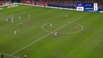 成都蓉城1比1河南队​​​​比赛第46分钟，卡多索助攻钟义浩破门，河南队1-1