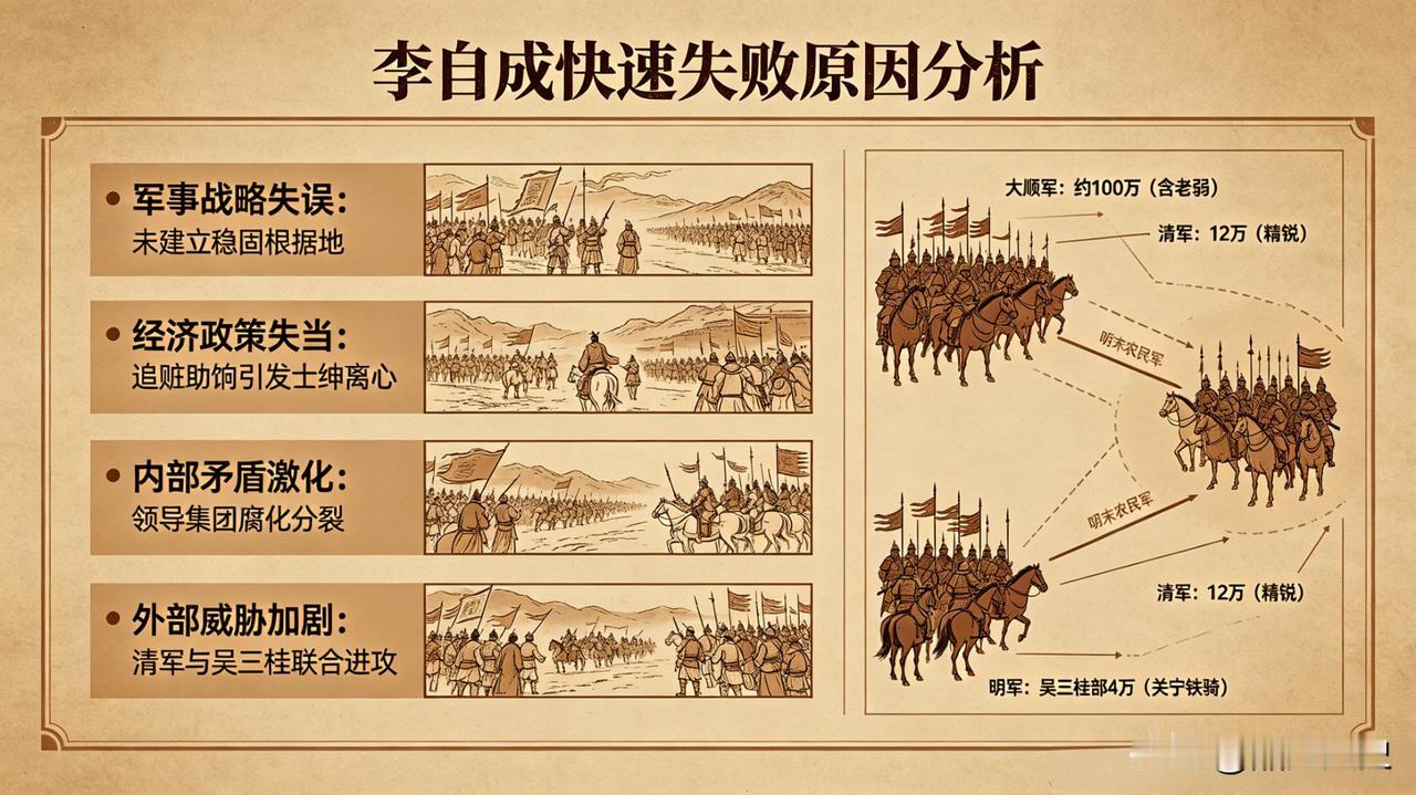 李自成为什么败的这么快?李自成为什么败得这么快李自成失败根本不是运气差，而是自