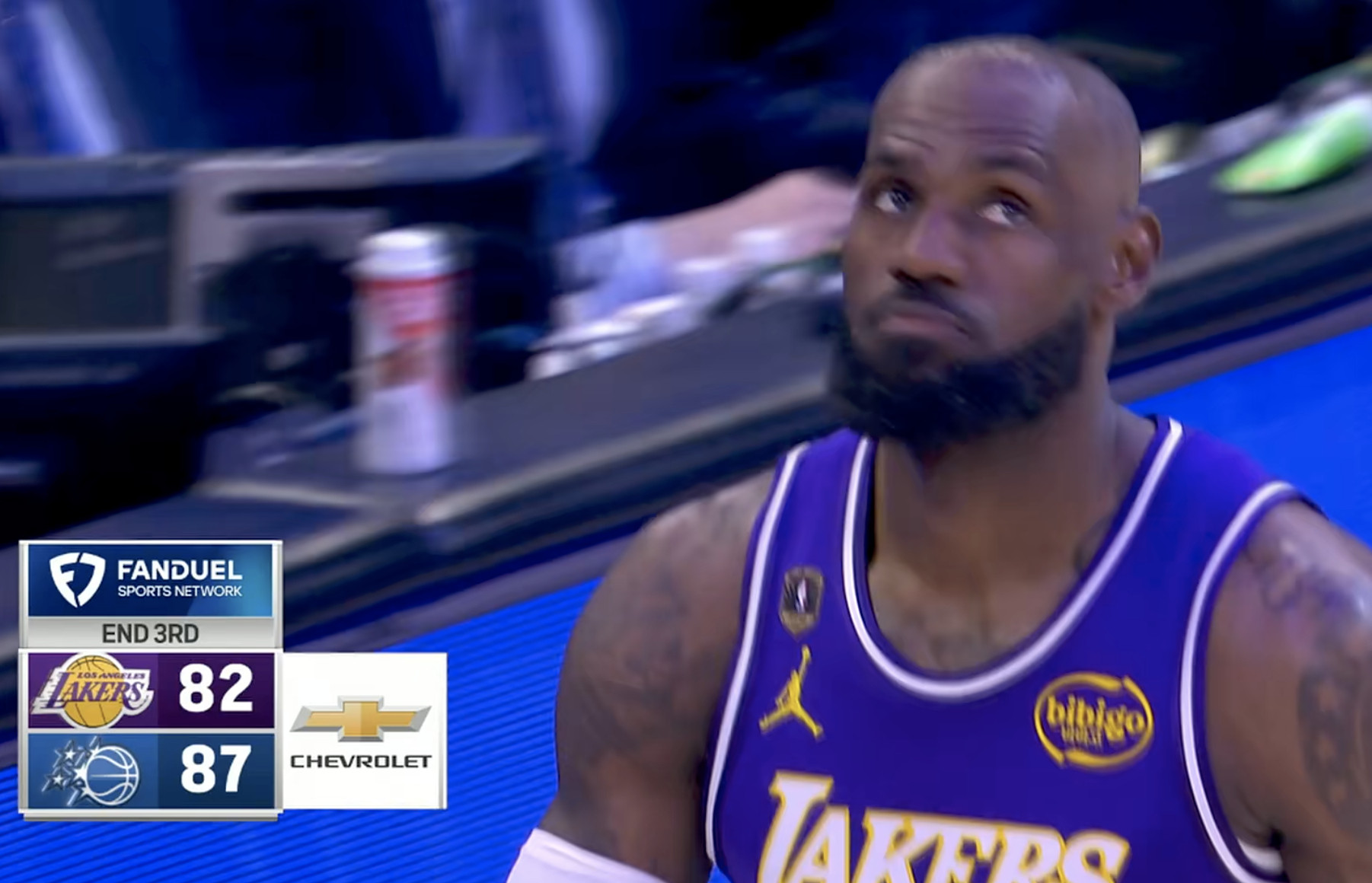 三节结束，湖人82-87魔术！湖人vs魔术