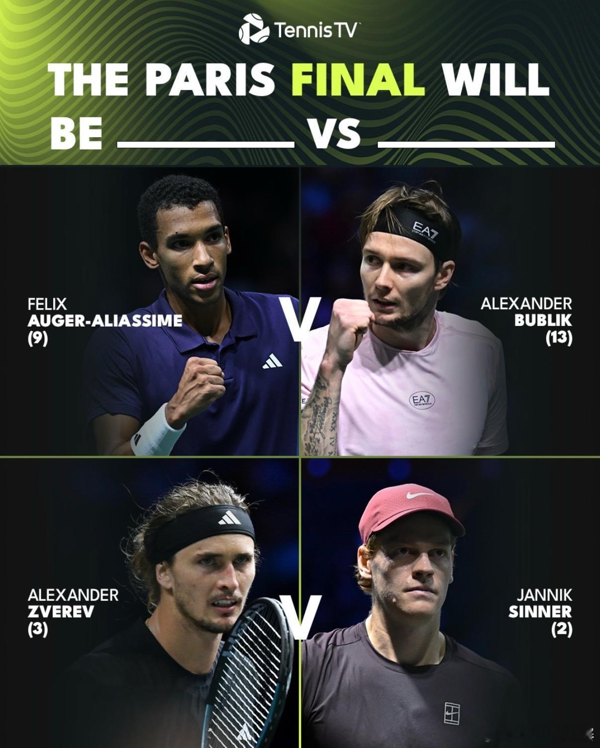 ATP1000巴黎大师赛男单半决赛对阵：阿利亚西姆[9]vs布勃里克[13