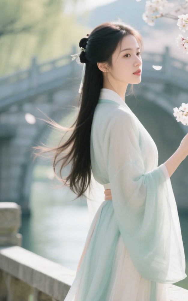 今天拍古装美女赏花，结果她突然看镜头…我：快门按得比心跳还快！