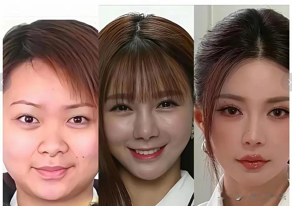 这是沈梦辰变美的三个阶段，第一阶段是原生脸，和普通人一样略显土气，没有记忆点。