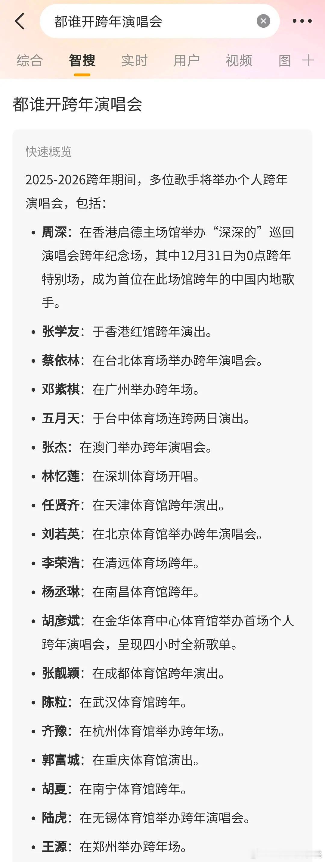好多歌手都选择跨年开演唱会不去卫视了