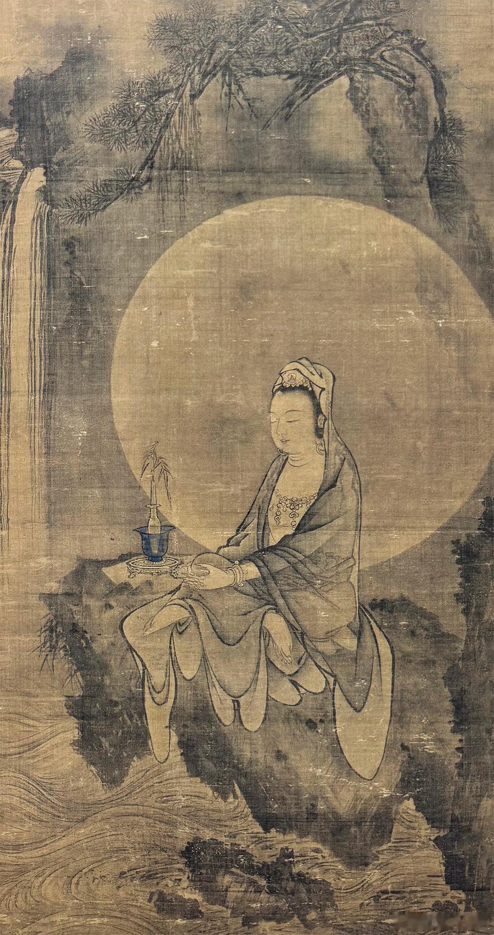【中华名画欣赏宋代——《水月观音图》】《水月观音图》借水月观音的