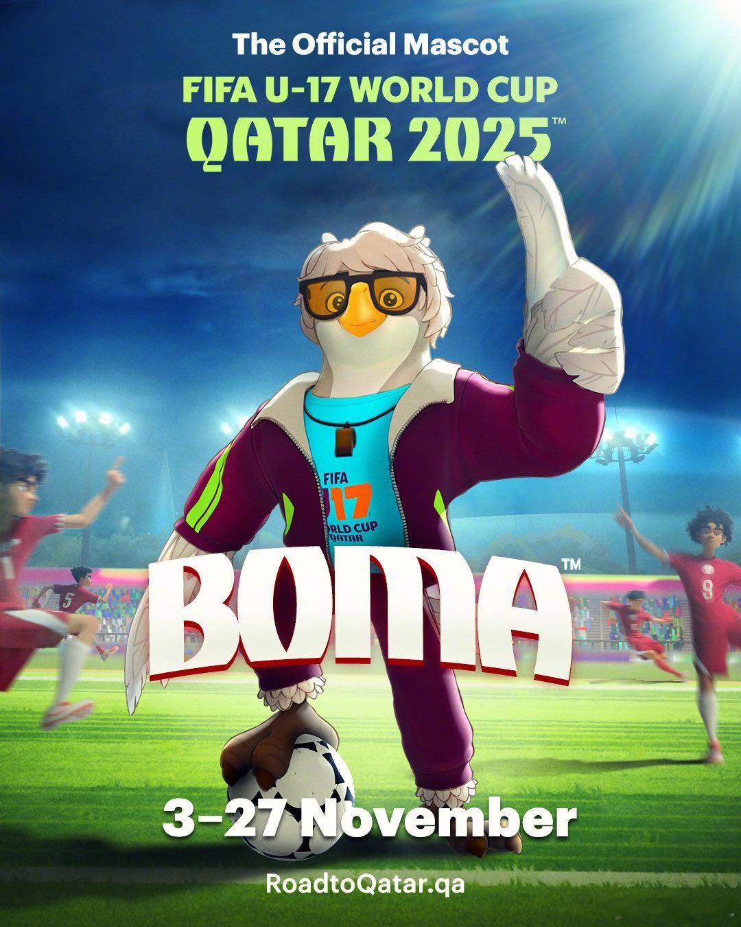 【官方】国际足联宣布,卡塔尔U17世界杯的吉祥物为一只沙漠猫头鹰,名为Boma,