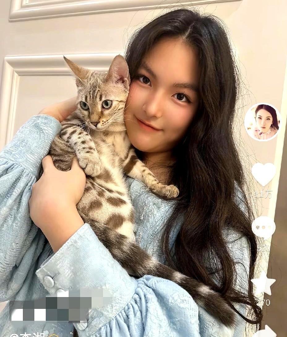 凌晨0:30，李湘把王诗龄和猫塞进全网眼球。14岁少女一张蓝衣长卷发，瞬间把“