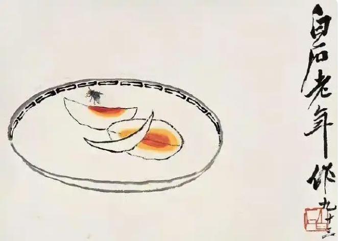 1953年，有人花2块钱向齐白石求画，齐白石只画了2片咸鸭蛋，对方陪着笑脸："有