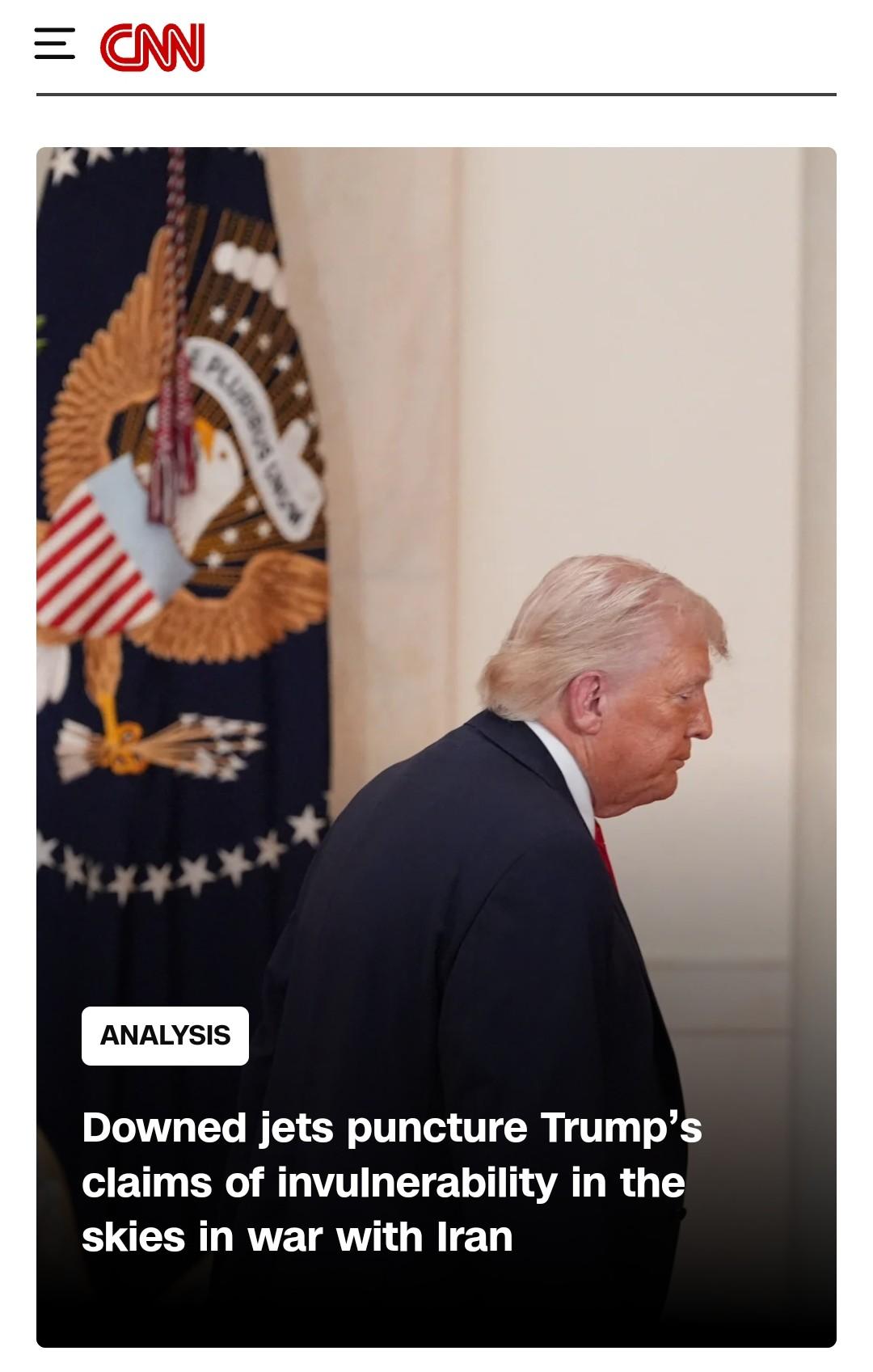 CNN一张有意思的照片，F15和A10被击落后发的相关文章标题是：坠落的战机