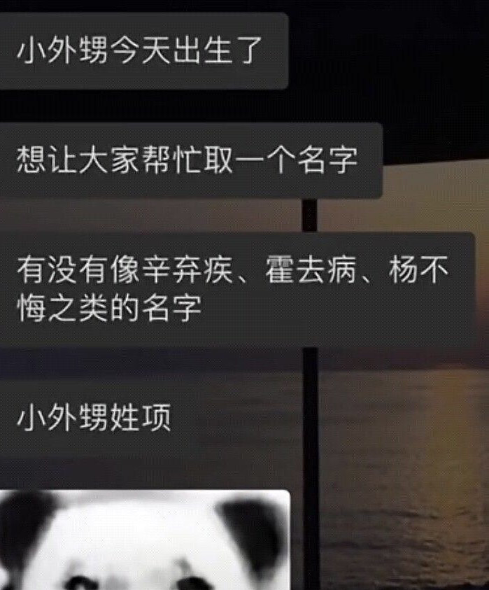 帮忙给小外甥取个名字。他姓项