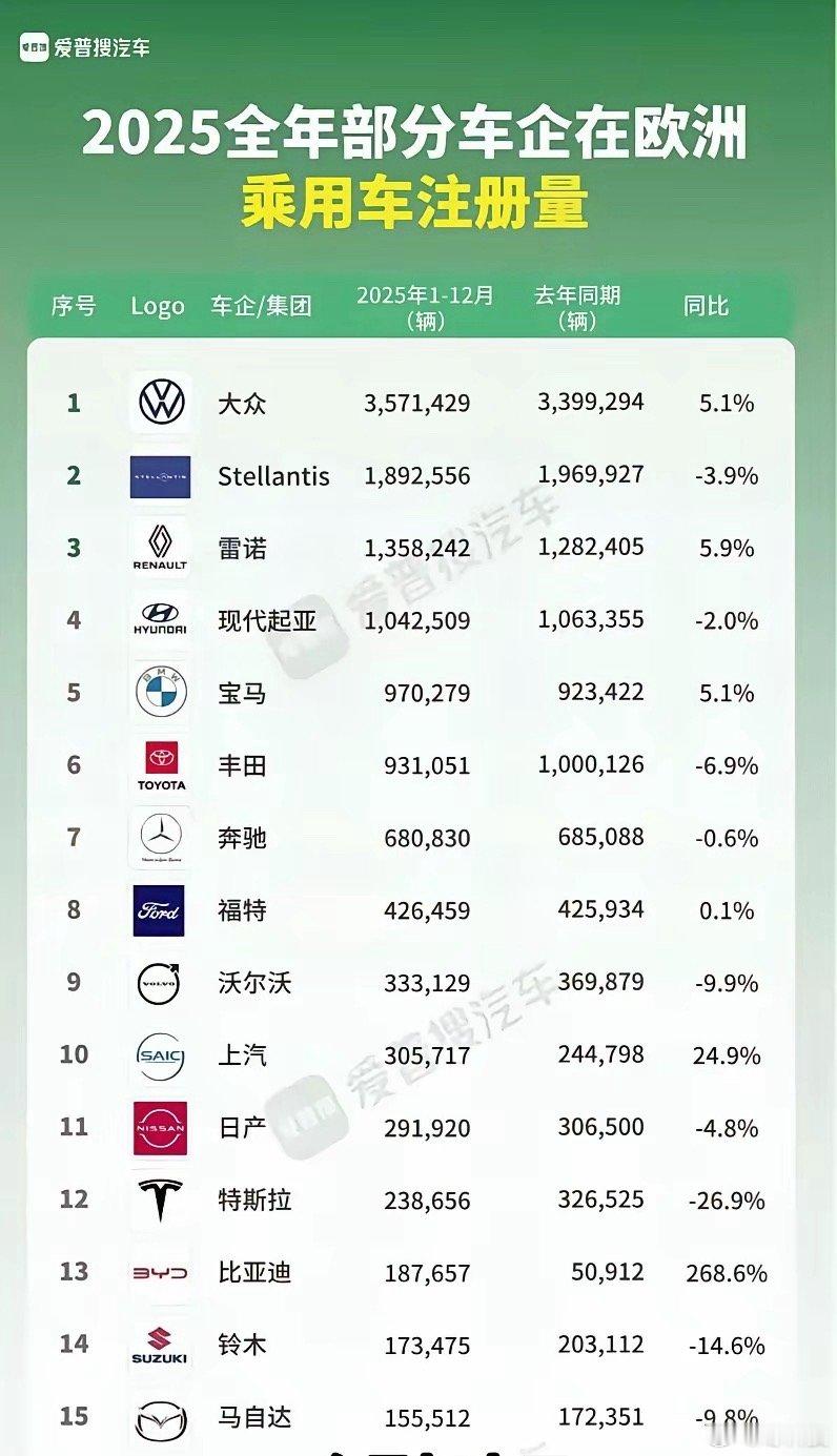 去年比亚迪在欧洲卖了将近19万台车，虽然销量依然没有进入欧洲品牌前10，但是增长