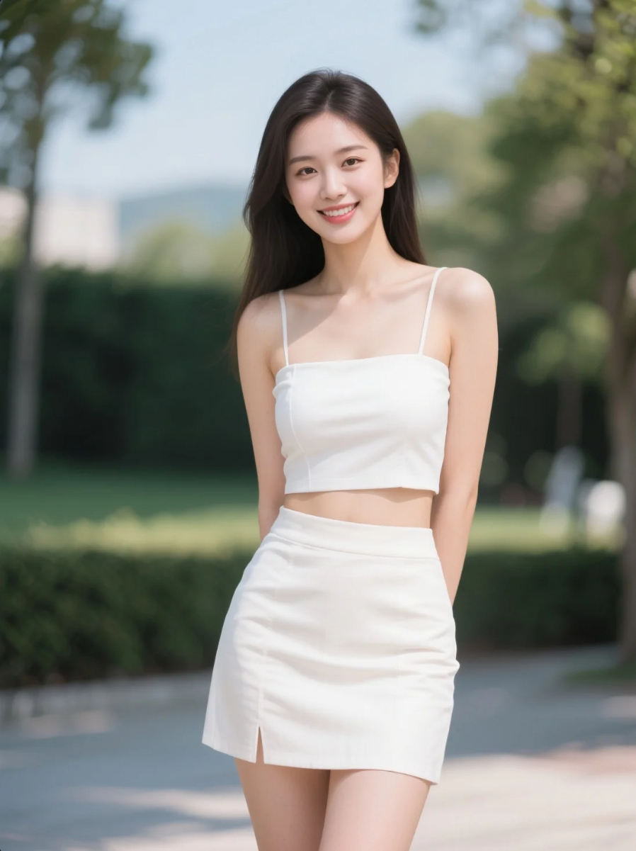 短裙少女活力燃，青春风采耀街边