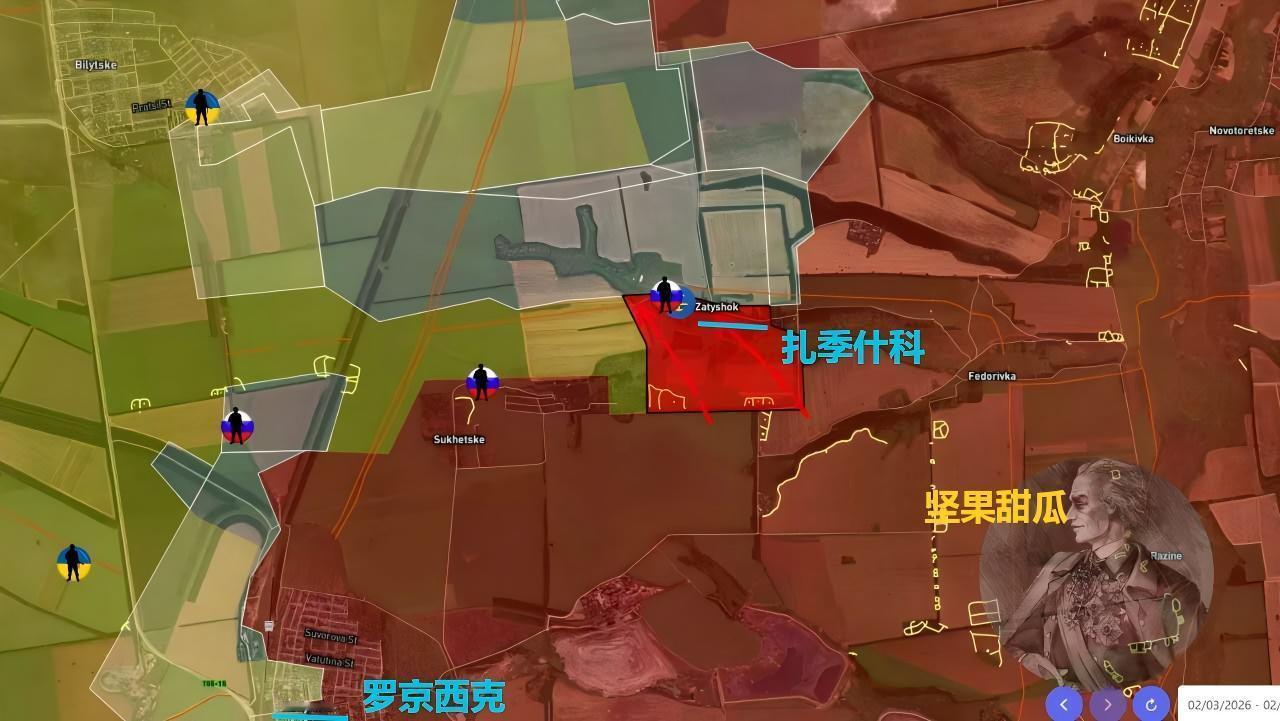 红军村方向，中央集群在北部的扎季什科推进了500多米，并抵达了居民区西部边缘