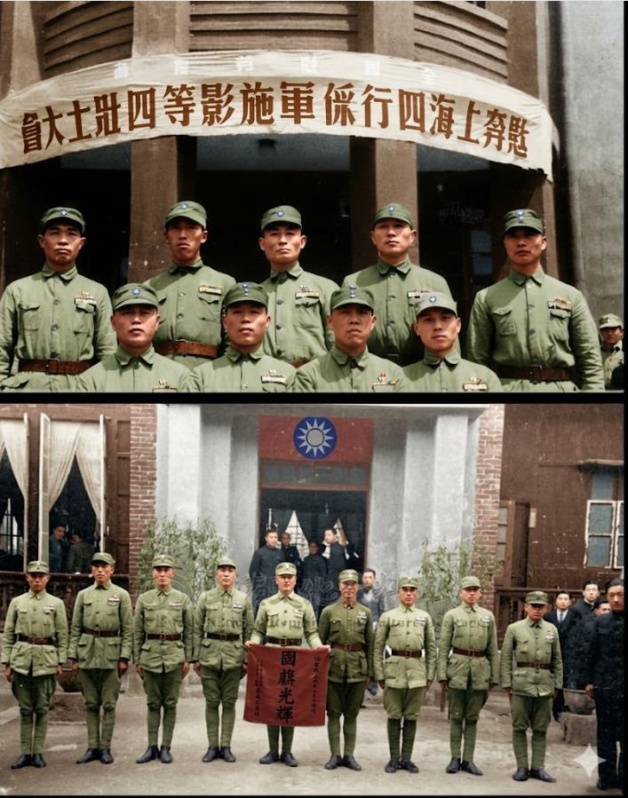 1943年4月10日，欢迎四行仓库保卫战脱险九位孤军将士的现场大会。1937年