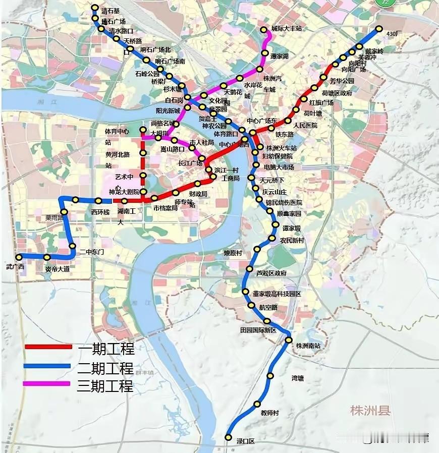 没想到，株洲也规划了自己的地铁路网。最早2013年的方案还只计划2025到20
