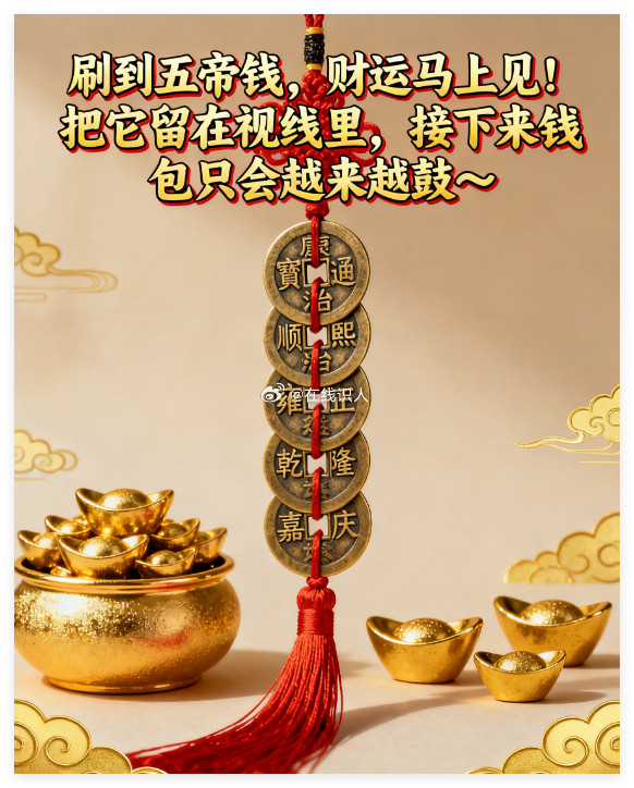 刷到五帝钱，财运马上见！把它留在视线里，接下来钱包只会越来越鼓～