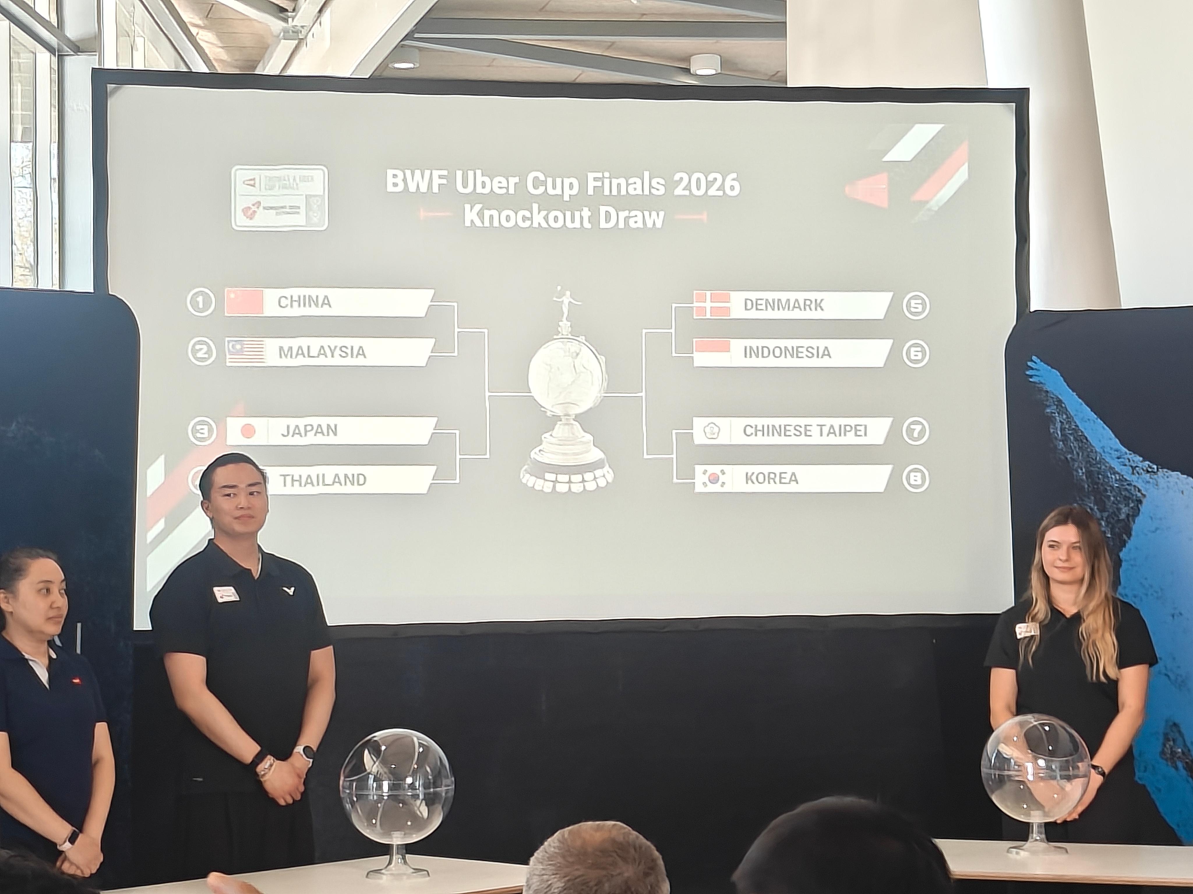 2026尤伯杯签表出炉：国羽八进四对阵马来西亚队尤伯杯淘汰赛签表2026年汤尤杯