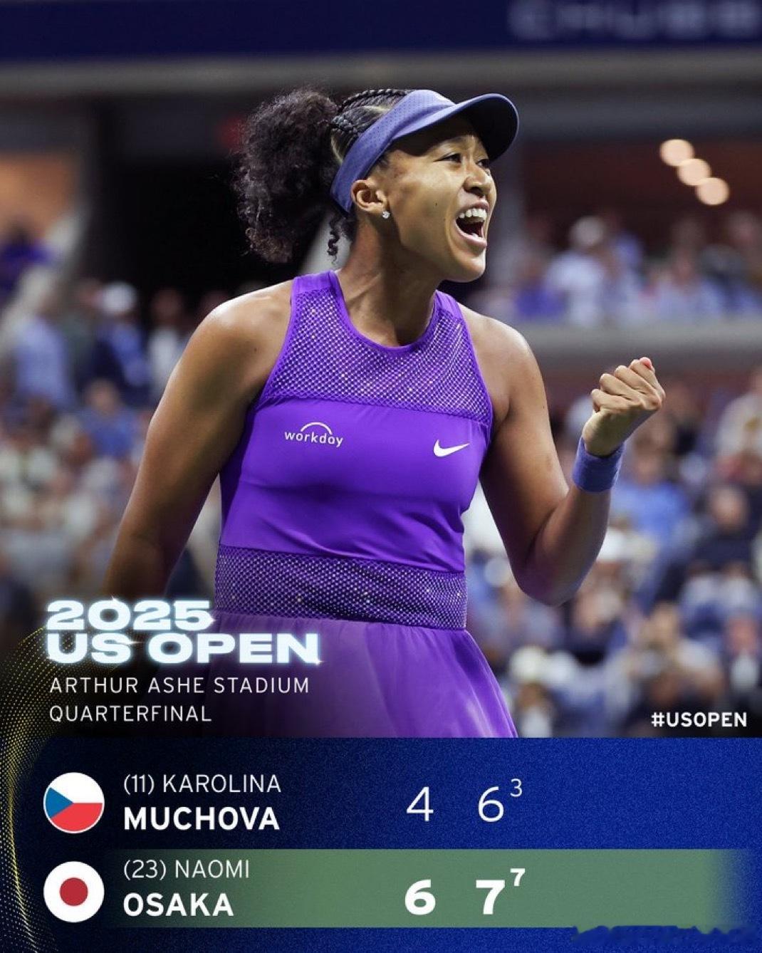 美网大阪直美击败穆霍瓦6-47-6(3)娜奥米自2021年以来首次获得