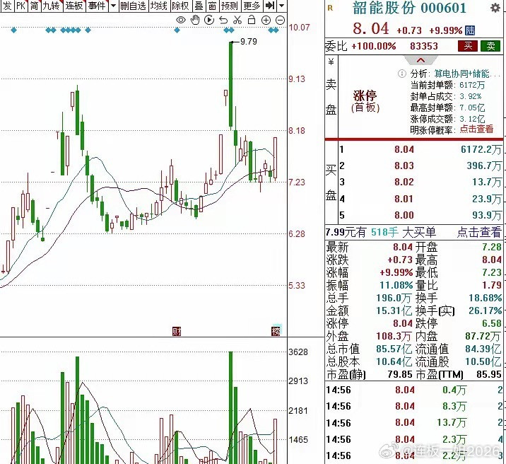 深度复盘：3个低价电力股，值得关注1.韶能股份　　8.04元水电+算电协同核