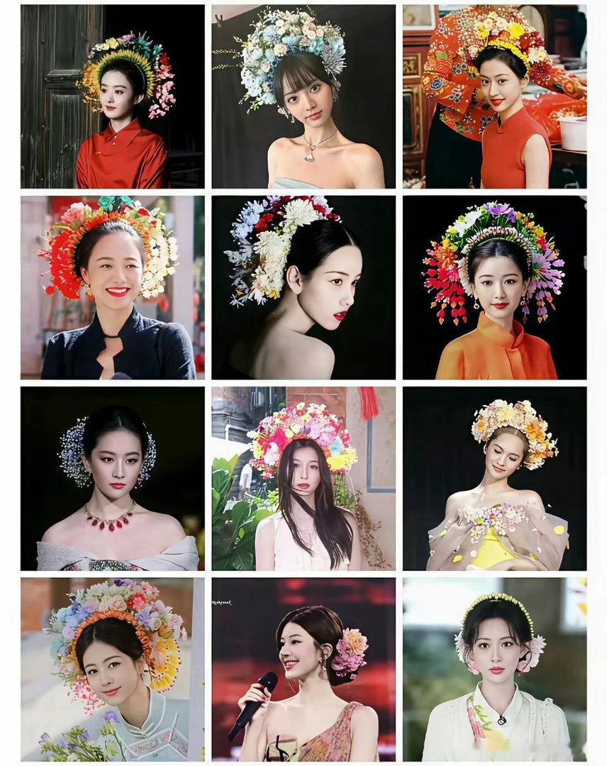 簪花造型如今随处可见，真正带火这股风潮的还得是赵丽颖