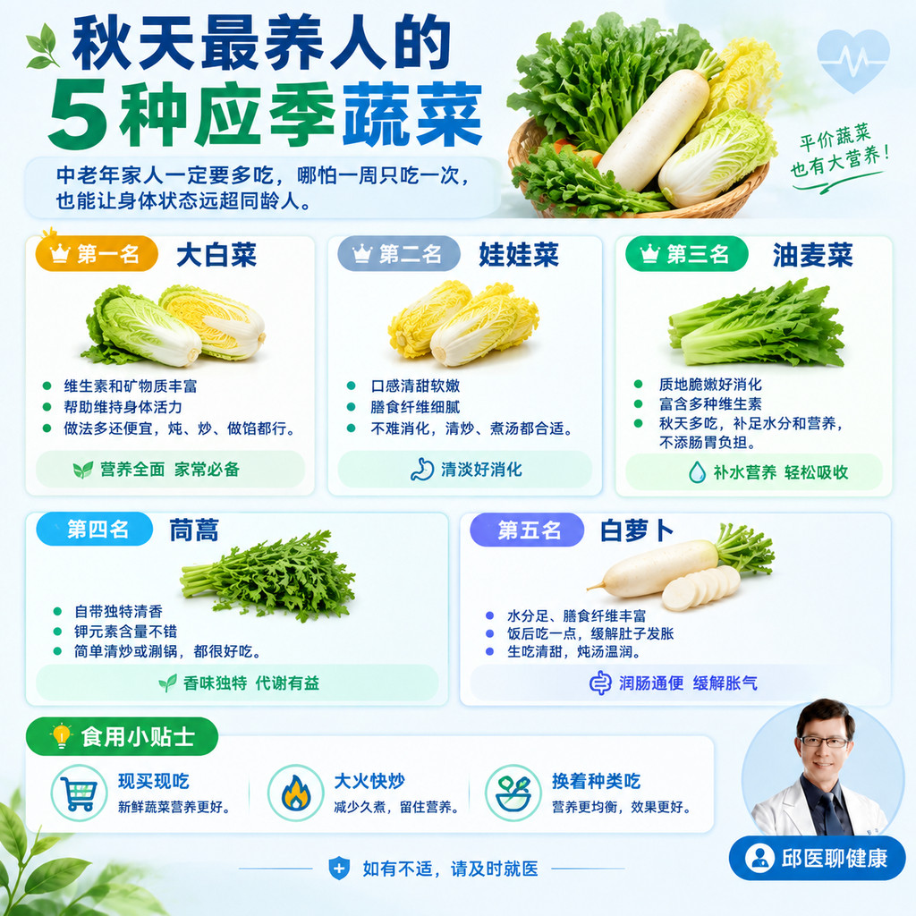 秋天最养人的5种应季蔬菜，咱们中老年家人，一定要多吃，哪怕一周只吃一次，也能