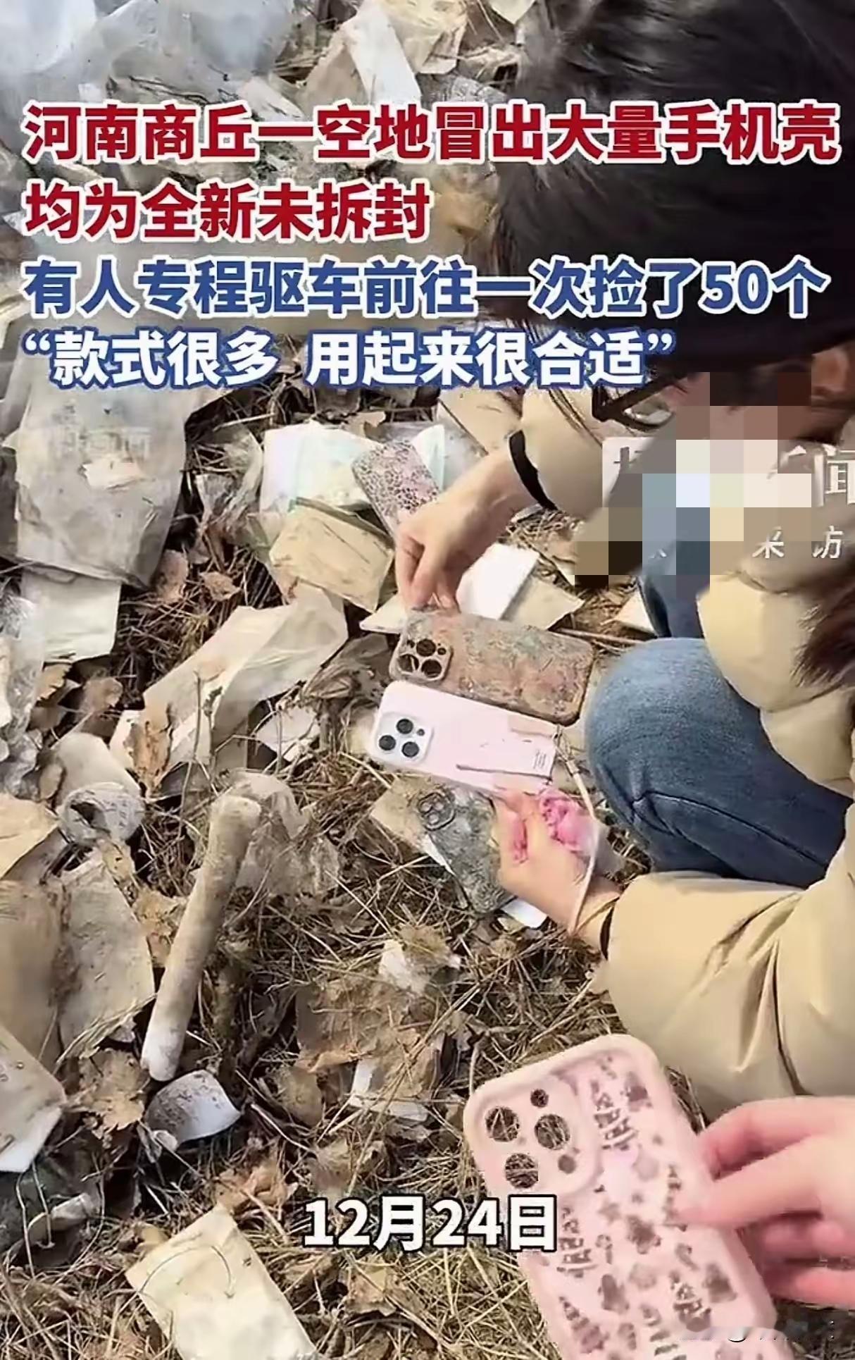 河南商丘惊现“手机壳山”！市民驱车疯抢，有人一次捡50个，来源成谜河南商丘