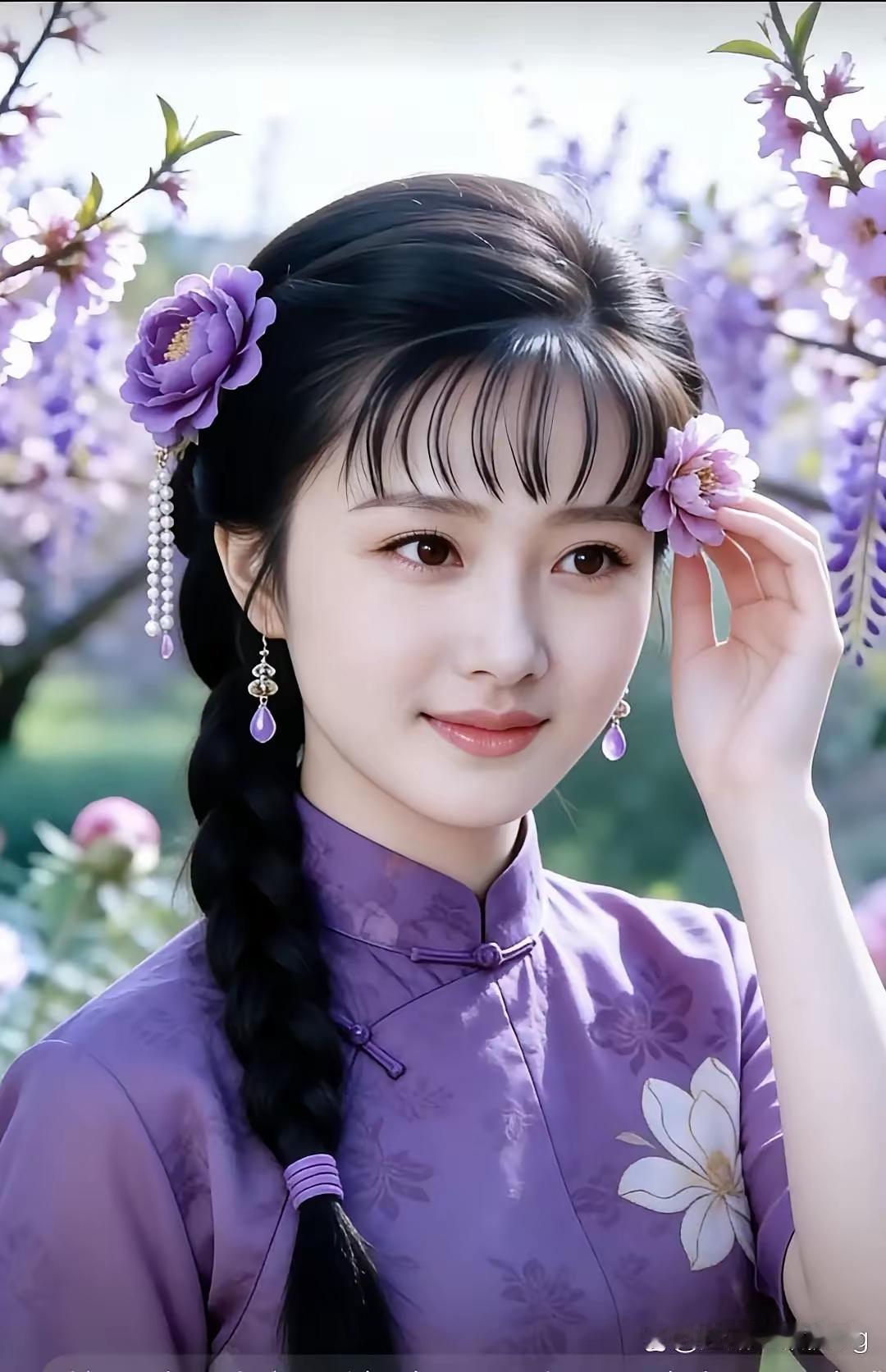 古风少女与花海，优雅动人