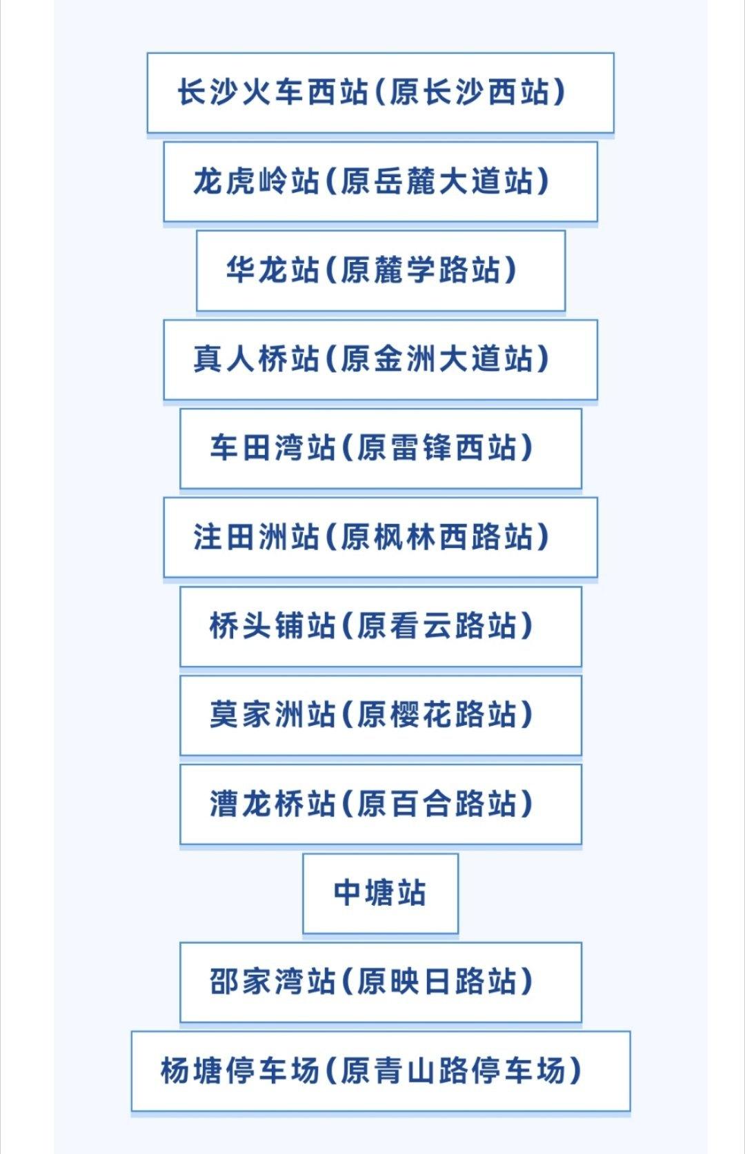 【定了！长沙最新地铁站名公布！】从长沙市轨道交通集团获悉，长沙市轨道交通2号线西