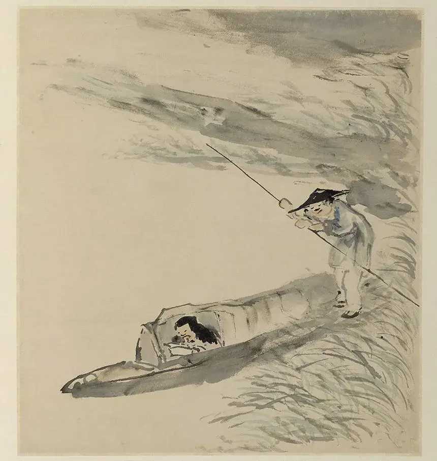 清高其佩《指画杂画册》册页纸本指画37.5x33.5厘米，大英博物馆藏。